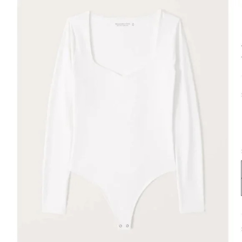 Abercrombie & Fitch Long Sleeve Double Layered Sweetheart Bodysuit, Size: L